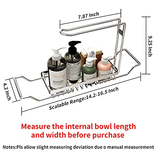 vahvei Telescopic Sink Storage Rack, Expandable Kitchen Sink Organizer Rack,Kitchen Sink Caddy Rack Organizer,304 Stainless Dish Rack Caddy for Soap and Sponge Holder Kitchen Sink