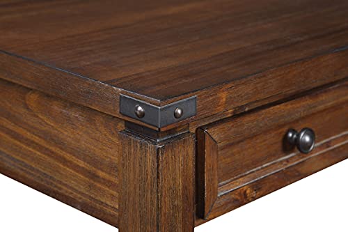 OSP Home Furnishings Baton Rouge Rustic L-Shape Office Desk with Power Port Drawer, Brushed Walnut Finish