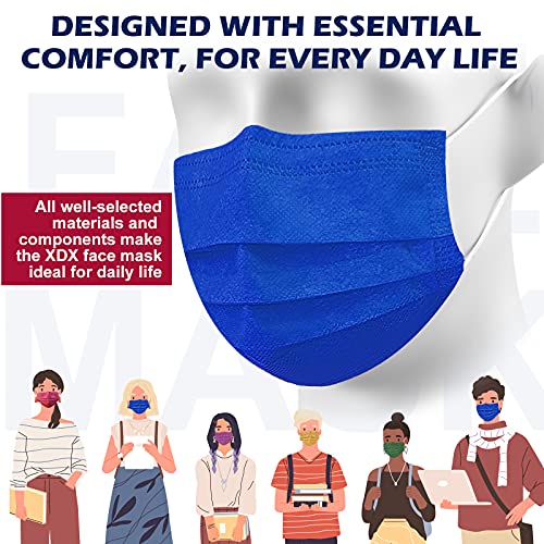 XDX Disposable Face Masks Individually Wrapped, 50PCS Face Mask for Women Men 3-Ply Protective Breathable Multicolored Design for Adults (50PCS, 5 Colours)