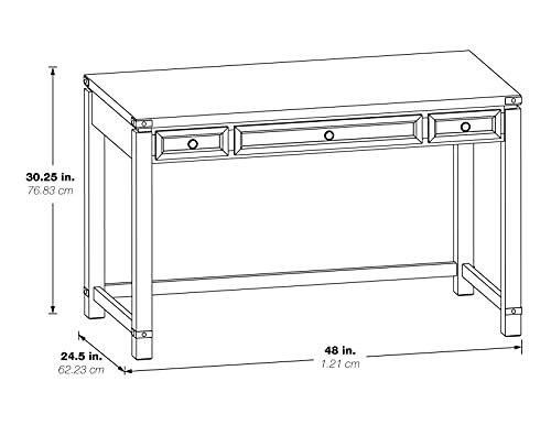 OSP Home Furnishings Baton Rouge Traditional Home Office Writing Desk, Champagne Oak Finish