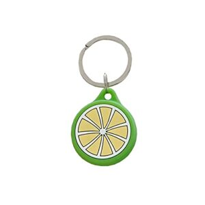 rertnocnf portable case for air tag, kawaii cute fresh lemon silicone anti-scratch protective cover compatible with airtags finder location tracker keychain for kids pets keys (lemonr)
