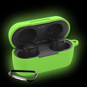 jib glow case cover replacement for skullcandy jib true wireless earbuds, green silicone protective sleeve protector glow in dark - lefxmophy