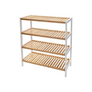 organize it all 4 tier white sonora bamboo shelf | dimensions: 28.74" x 12.99" x 30.98 | freestanding | space saving | bathroom storage | white