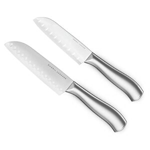 emeril lagasse 2-piece stainless steel santoku knife set - 7” santoku knife & 5” santoku knife - slice effortlessly through fruit & meat