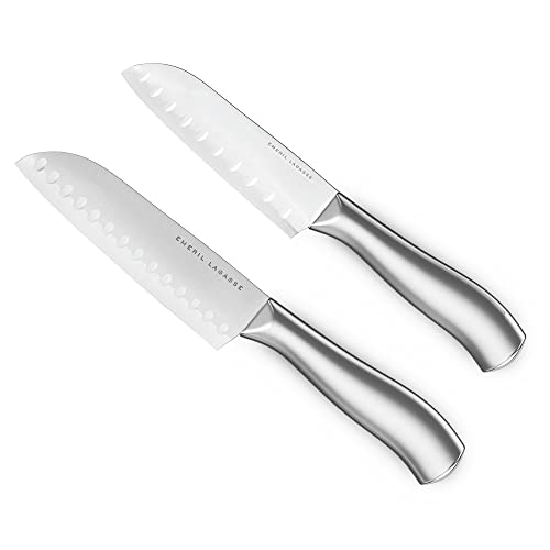 Emeril Lagasse 2-Piece Stainless Steel Santoku Knife Set - 7” Santoku Knife & 5” Santoku Knife - Slice Effortlessly through Fruit & Meat