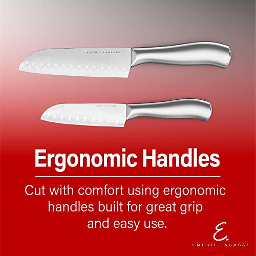 Emeril Lagasse 2-Piece Stainless Steel Santoku Knife Set - 7” Santoku Knife & 5” Santoku Knife - Slice Effortlessly through Fruit & Meat