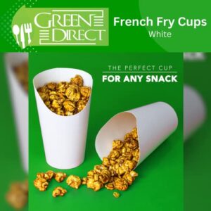 Green Direct White 16 oz. French Fry Cups Disposable Paper Cup | Charcuterie Cups Disposable French Fry Holder | Paper Cups French Fries Holder Pack Of 50 Appetizer Cups