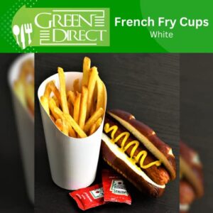 Green Direct White 16 oz. French Fry Cups Disposable Paper Cup | Charcuterie Cups Disposable French Fry Holder | Paper Cups French Fries Holder Pack Of 50 Appetizer Cups