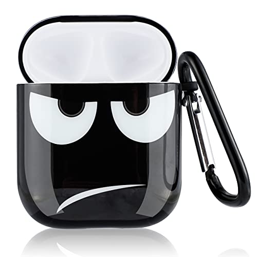 Jowhep for AirPod 2/1 Case for AirPods Cover Air Pods Cases Hard IMD Cartoon 3D Funny Kawaii Cute Fun Design Character Unique Pretty Shell Skin for Men Boys Girls Friends (Black DTM)