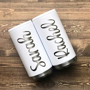 Maars® Personalized Slim Can Cooler Stainless Steel - Skinny Can Cooler Laser Engraved - Stainless Steel 12oz Sleeve, Double Wall Vacuum Insulated Drink Holder for Slim Beer & Hard Seltzer