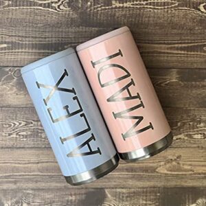 Maars® Personalized Slim Can Cooler Stainless Steel - Skinny Can Cooler Laser Engraved - Stainless Steel 12oz Sleeve, Double Wall Vacuum Insulated Drink Holder for Slim Beer & Hard Seltzer