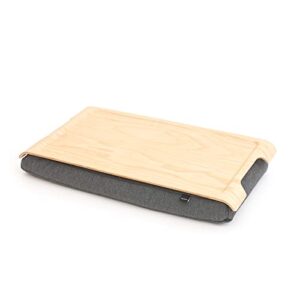 bosign mini multi-purpose laptray, anti-slip, ash wood with salt and pepper gray cushion