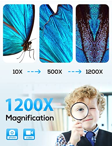 5" Coin Microscope 1200X with 32GB SD Card,Leipan 1080P Wireless LCD Digital Microscope with 8 LED Lights,PC View,Photo/Video Capture for Kids Adults,Compatible with Windows iPhone Android iPad