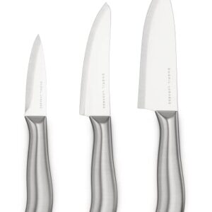Emeril Lagasse 3-Piece Stainless Steel Kitchen Knife Set (Hollow Handles) - 8” Chef, 5.5” Prep, & 3.5” Paring Knives - Slice Fruits & Meats Effortlessly