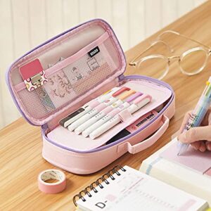 ANGOOBABY Cute Pencil Case Unicorn Pencil Pouch Medium Capacity Portable Multifunction Pen Bag with Compartments for Girls Kids Teen -Pink