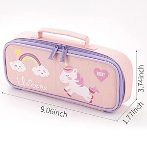 ANGOOBABY Cute Pencil Case Unicorn Pencil Pouch Medium Capacity Portable Multifunction Pen Bag with Compartments for Girls Kids Teen -Pink