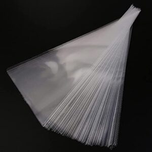 Large Cone Cellophane Bags,7x15 Inches 200 PCS Plastic Popcorn Cone Bags for Party, Clear Cone Shaped Treat Bags with Twist Ties