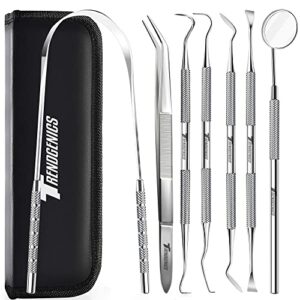 trendgenics dental tools plaque & calculus remover for teeth cleaning dentist kit dental pick mirror tooth professional tongue scraper tartar remover tool stainless steel hygiene dentist set