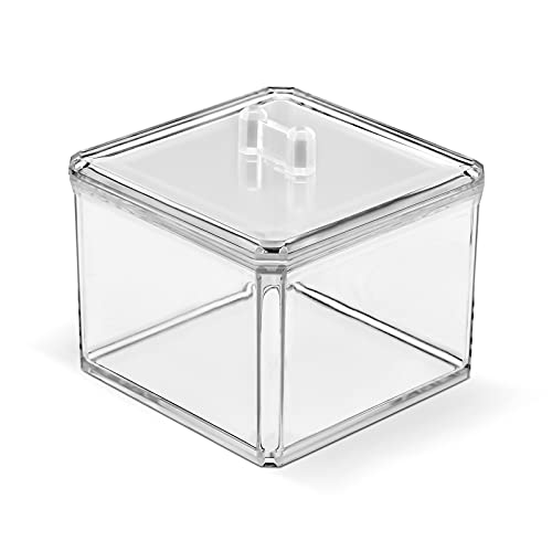 Partitions Cotton Ball and Swab Holder Organizer with Lid 2 Clear Cotton Swab Holder Organizer, Acrylic Organizer Cotton Swab Makeup Cosmetic Storage Drawers and Jewelry Display Clear Box