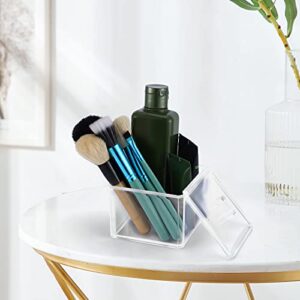 Partitions Cotton Ball and Swab Holder Organizer with Lid 2 Clear Cotton Swab Holder Organizer, Acrylic Organizer Cotton Swab Makeup Cosmetic Storage Drawers and Jewelry Display Clear Box