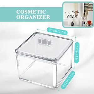 Partitions Cotton Ball and Swab Holder Organizer with Lid 2 Clear Cotton Swab Holder Organizer, Acrylic Organizer Cotton Swab Makeup Cosmetic Storage Drawers and Jewelry Display Clear Box