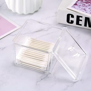 Partitions Cotton Ball and Swab Holder Organizer with Lid 2 Clear Cotton Swab Holder Organizer, Acrylic Organizer Cotton Swab Makeup Cosmetic Storage Drawers and Jewelry Display Clear Box