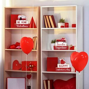 3 Valentines Day Wooden Table Decor Centerpieces for Tables Happy Valentine’s Tabletop Centerpiece Valentine Love Home Desktop Decorations Wood Heart Shelf Decoration Hearts Red Desk Mantle