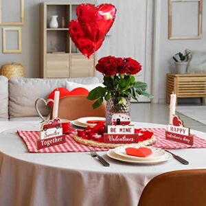 3 Valentines Day Wooden Table Decor Centerpieces for Tables Happy Valentine’s Tabletop Centerpiece Valentine Love Home Desktop Decorations Wood Heart Shelf Decoration Hearts Red Desk Mantle