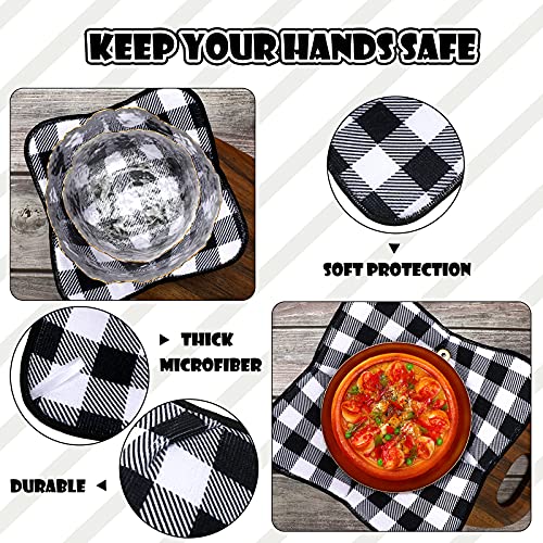 4 Pieces 2 Sizes Bowl holders Sponge and Microfiber Small Bowls Large Bowls Holder for Microwave Heat Plate Bowl Food Warmer for Home Kitchen and Hot Bowl Holder (Black and White)