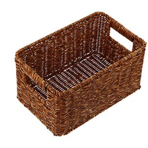 besportble wicker basket rectangular with handles for shelves water hyacinth basket storage natural baskets for organizing wicker baskets for storage