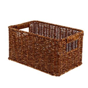 BESPORTBLE Wicker Basket Rectangular with Handles for Shelves Water Hyacinth Basket Storage Natural Baskets for Organizing Wicker Baskets for Storage
