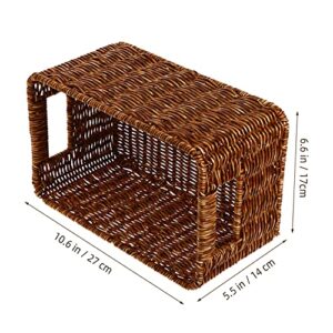 BESPORTBLE Wicker Basket Rectangular with Handles for Shelves Water Hyacinth Basket Storage Natural Baskets for Organizing Wicker Baskets for Storage