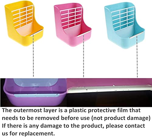 2 in 1 Food Hay Feeder for Guinea Pig, Rabbit, Indoor Hay Feeder for Guinea Piggies, Bunnies, Chinchilla, Feeder Bowls for Grass and Food, Pink