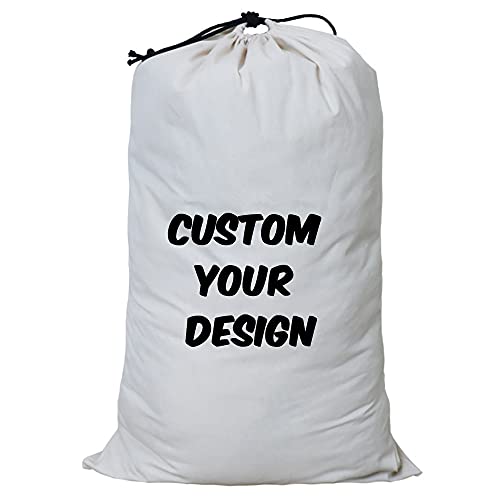 Muka Personalized Canvas Laundry Bag Extra Large Duffle Bag Drawstring Cotton Bag Beige - 1 Pack-39" x 55"