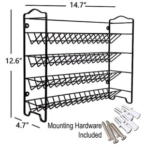 SWOMMOLY Spice Rack Organizer with 32 Empty Square Glass Spice Jars, 386 White Spice Labels with Chalk Marker and Funnel Complete Set, Seasoning Organizer for Countertop, Cabinet or Wall Mount