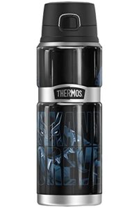 marvel - black panther wakanda forever blue thermos stainless king stainless steel drink bottle, vacuum insulated & double wall, 24oz