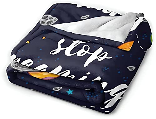 Zhung Ree Flannel Fleece Throw Blanket Quote Outer Space Pillowcase Cover Microfiber Durable Couch Blankets Home Decor Perfect for Bed and Sofa Super Soft Warm Blankets for All Season（50"x 40"）