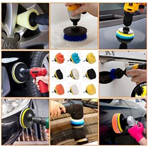 37 Pcs Polishing Pads Kit, Drill 3 Inch Buffing Pad,Car Buffer Polisher Kit Drill Buffing Kit for Car Polishing,Waxing,Sealing Glaze car Detailing Kit for All Surfaces