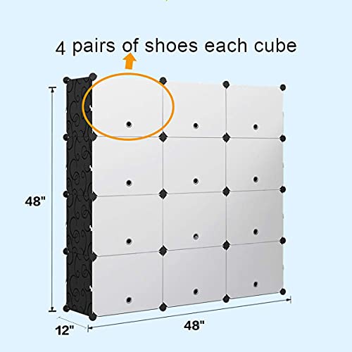 KOUSI Portable Shoe Rack Organizer 120 Pair Tower Shelf Storage Cabinet Stand Expandable for Heels, Boots, Slippers， 12 Tier