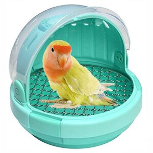 bird carrier with handle - parrot carrier lightweight portable pets suitcase transparent breathable warm nest bed for parakeet macaw cockatiels conure lovebird parrot birds accessories (green)