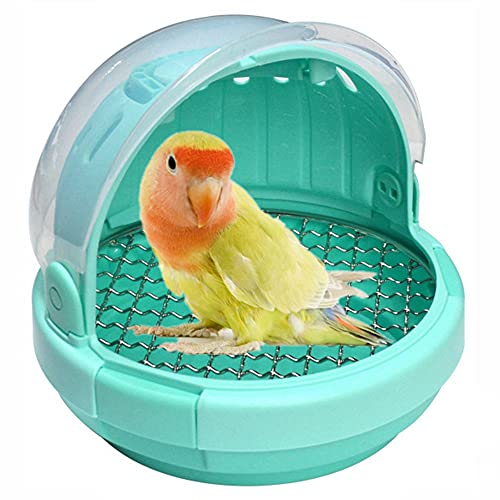 Bird Carrier with Handle - Parrot Carrier Lightweight Portable Pets Suitcase Transparent Breathable Warm Nest Bed for Parakeet Macaw Cockatiels Conure Lovebird Parrot Birds Accessories (Green)