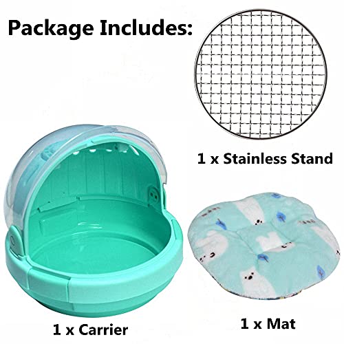 Bird Carrier with Handle - Parrot Carrier Lightweight Portable Pets Suitcase Transparent Breathable Warm Nest Bed for Parakeet Macaw Cockatiels Conure Lovebird Parrot Birds Accessories (Green)