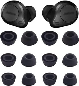 bluewall ear tips eartips earbuds tips ear cushion for jabra elite 85t active 85t earbuds, fit in charging case earbud covers tips for jabra 85t, s/m/l, 6 pairs, black