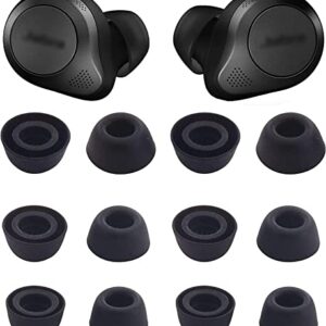 BLUEWALL Ear Tips Eartips Earbuds Tips Ear Cushion for Jabra Elite 85t Active 85t Earbuds, Fit in Charging Case Earbud Covers Tips for Jabra 85t, S/M/L, 6 Pairs, Black