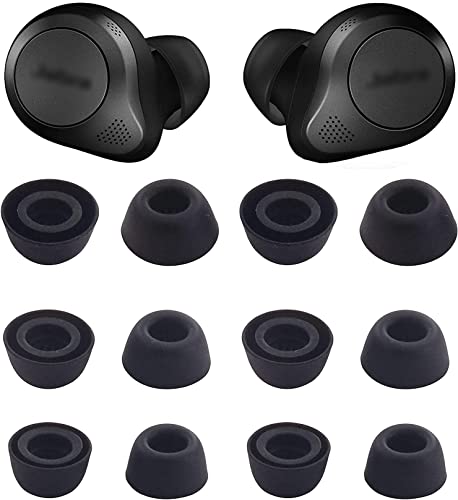 BLUEWALL Ear Tips Eartips Earbuds Tips Ear Cushion for Jabra Elite 85t Active 85t Earbuds, Fit in Charging Case Earbud Covers Tips for Jabra 85t, S/M/L, 6 Pairs, Black