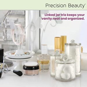 Bathroom Organizer Unit by Precision Beauty | Multi-Purpose Cabinet Organizer and Bathroom Storage | Modular 3-Section QTip Holder, Vanity Organizer and Toiletries Dispenser