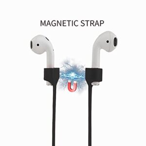 Magnetic Anti-Lost Straps for AirPods, Soft Silicone Sports Lanyard, Neck Rope Cord -(3-Pack) Wireless Headphones Anti-Lost Rope (Black White Blue)