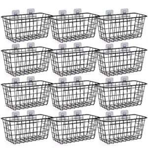 xinfull 12 pack wire storage baskets household metal wall-mounted containers organizer bins for kitchen bathroom freezer pantry closet laundry room cabinets garage shelf, medium