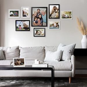 Nacial Picture Frames 8x10 Set of 4, White Photo Frame, Display 5x7 Photo with Mat and 8x10 photo without Mat, Picture Frames Collage for Wall or Tabletop