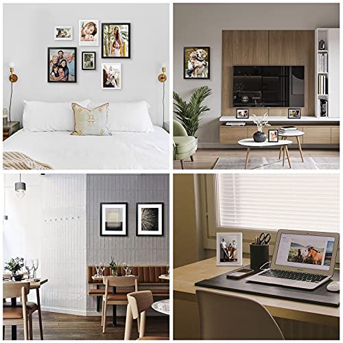 Nacial Picture Frames 8x10 Set of 4, White Photo Frame, Display 5x7 Photo with Mat and 8x10 photo without Mat, Picture Frames Collage for Wall or Tabletop